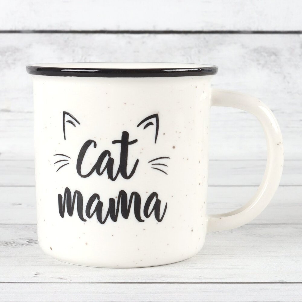 Cat MaMa Mug - Embossed, Farmhouse, Holds 8 oz